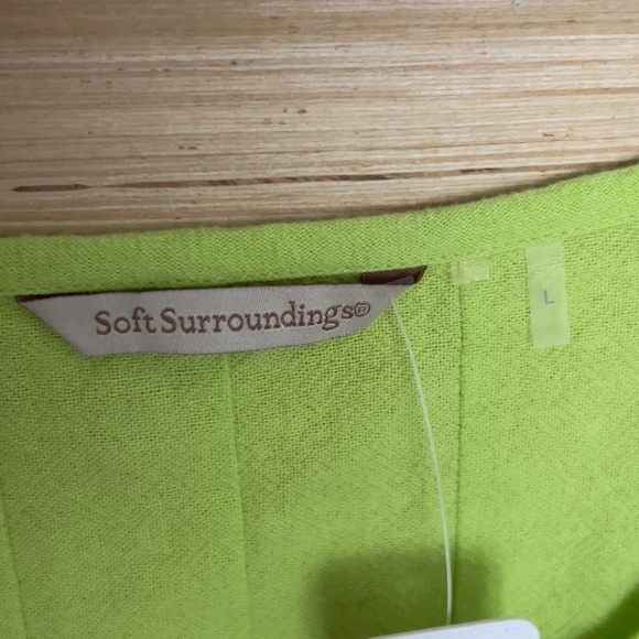 NWT Soft Surroundings green gauze tunic top size L large puff 3/4 sleeve cotton - Picture 4 of 6